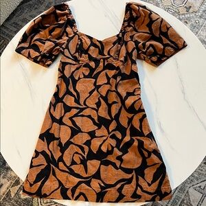 A New Day Black and Brown Abstract Mini Dress